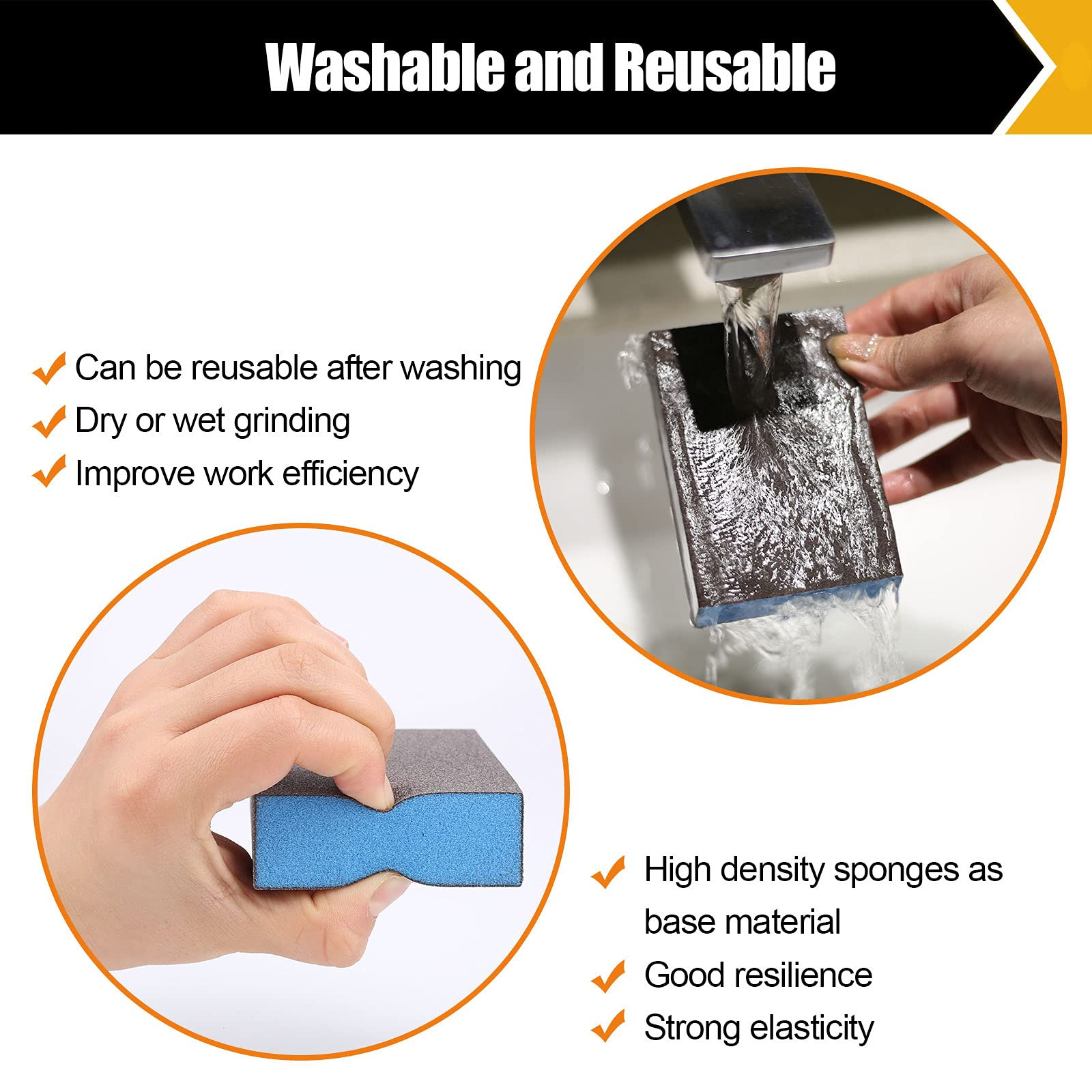 BOSHCRFAT 10 Pack Sanding Block, Washable and Reusable Sanding Sponge for Wood Drywall Metal Glas... | Amazon (US)