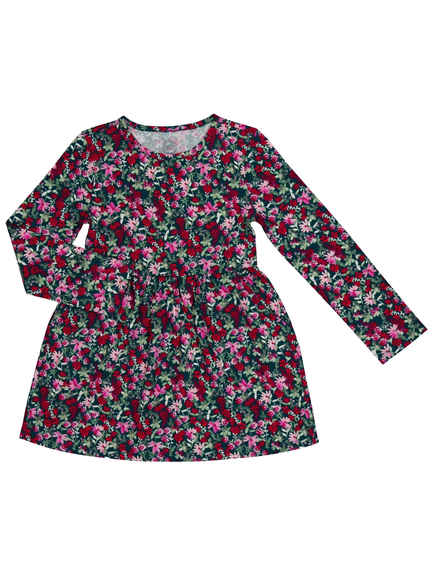 Wonder Nation Girls Long Sleeve Play Dress, Sizes 4-18 & Plus | Walmart (US)