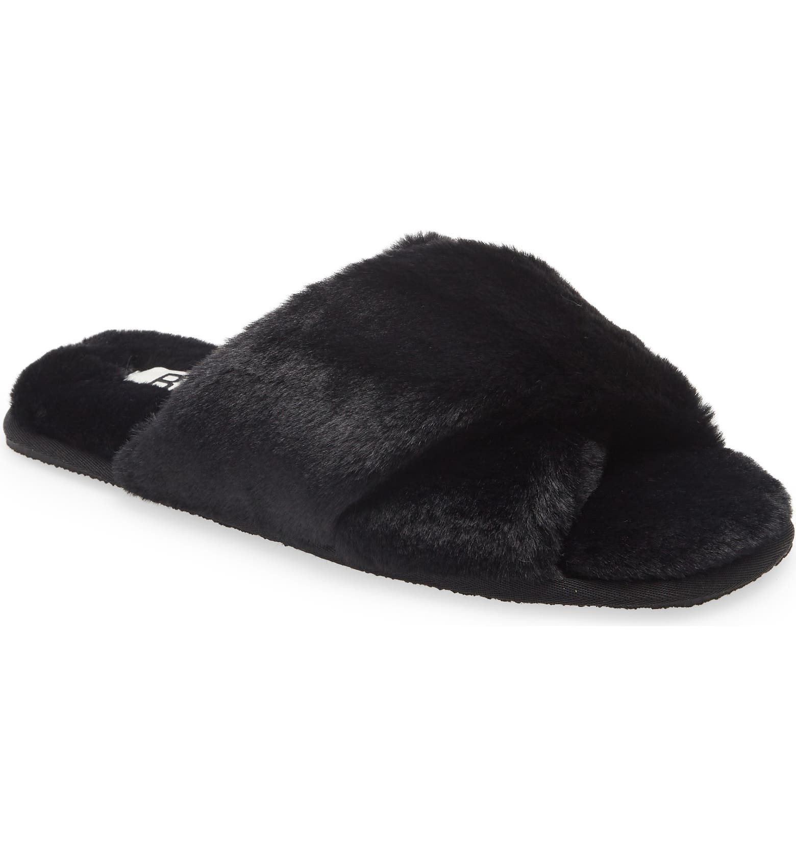 BP. Mae Cross Strap Faux Fur Slipper | Nordstrom | Nordstrom