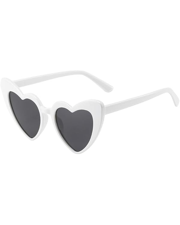 Love Heart Shaped Sunglasses for Women,Vintage Cat Eye Mod Style Retro Glasses | Amazon (US)