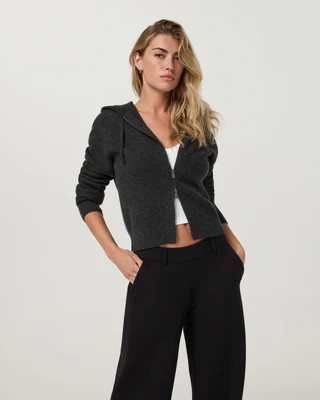 Vuori Émilie Cashmere Rib Double Zip | Charcoal Heather | Large | Vuori Clothing (US & Canada)