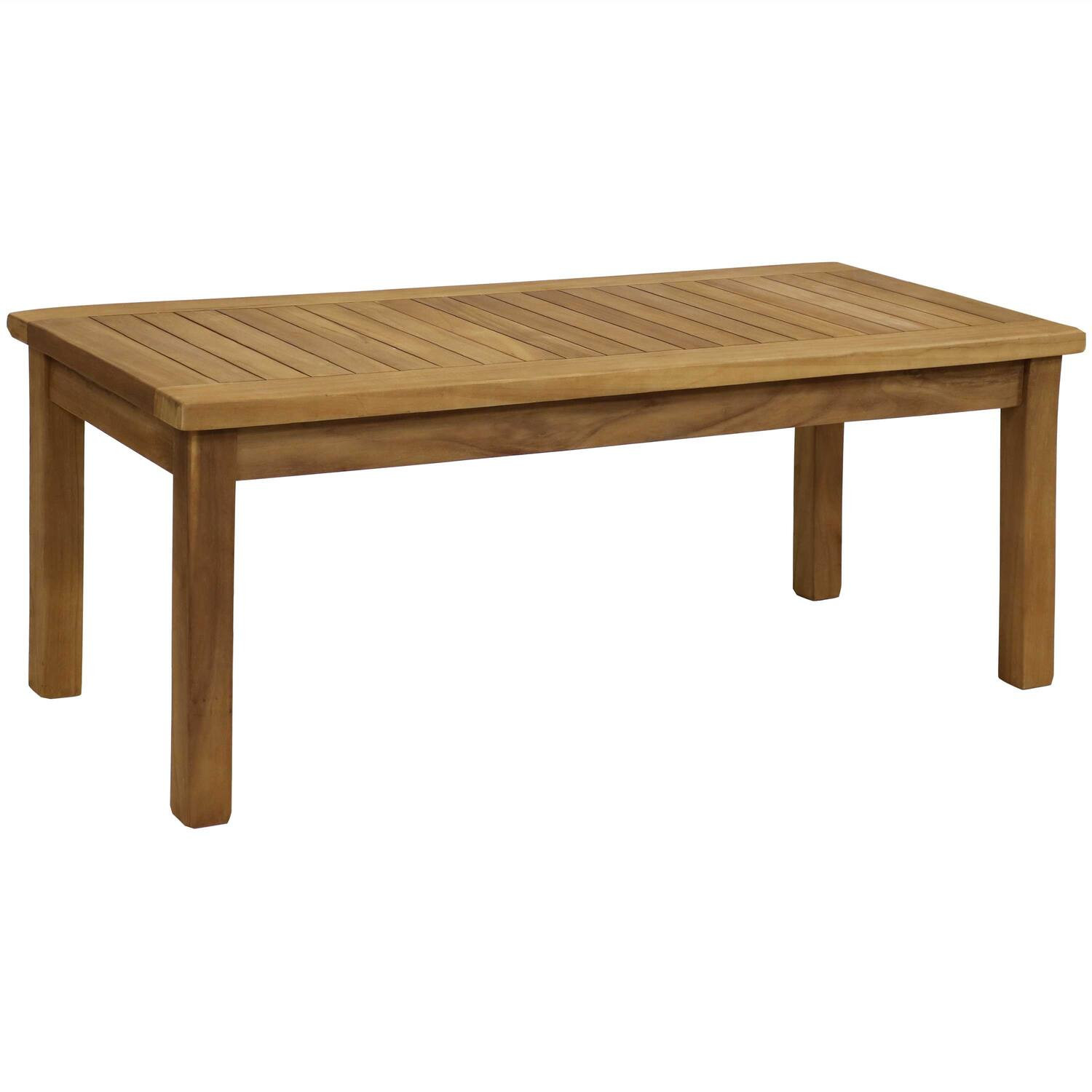Sunnydaze - 45.75 in Teak Wood Rectangular Patio Coffee Table - Light Brown | Best Buy U.S.
