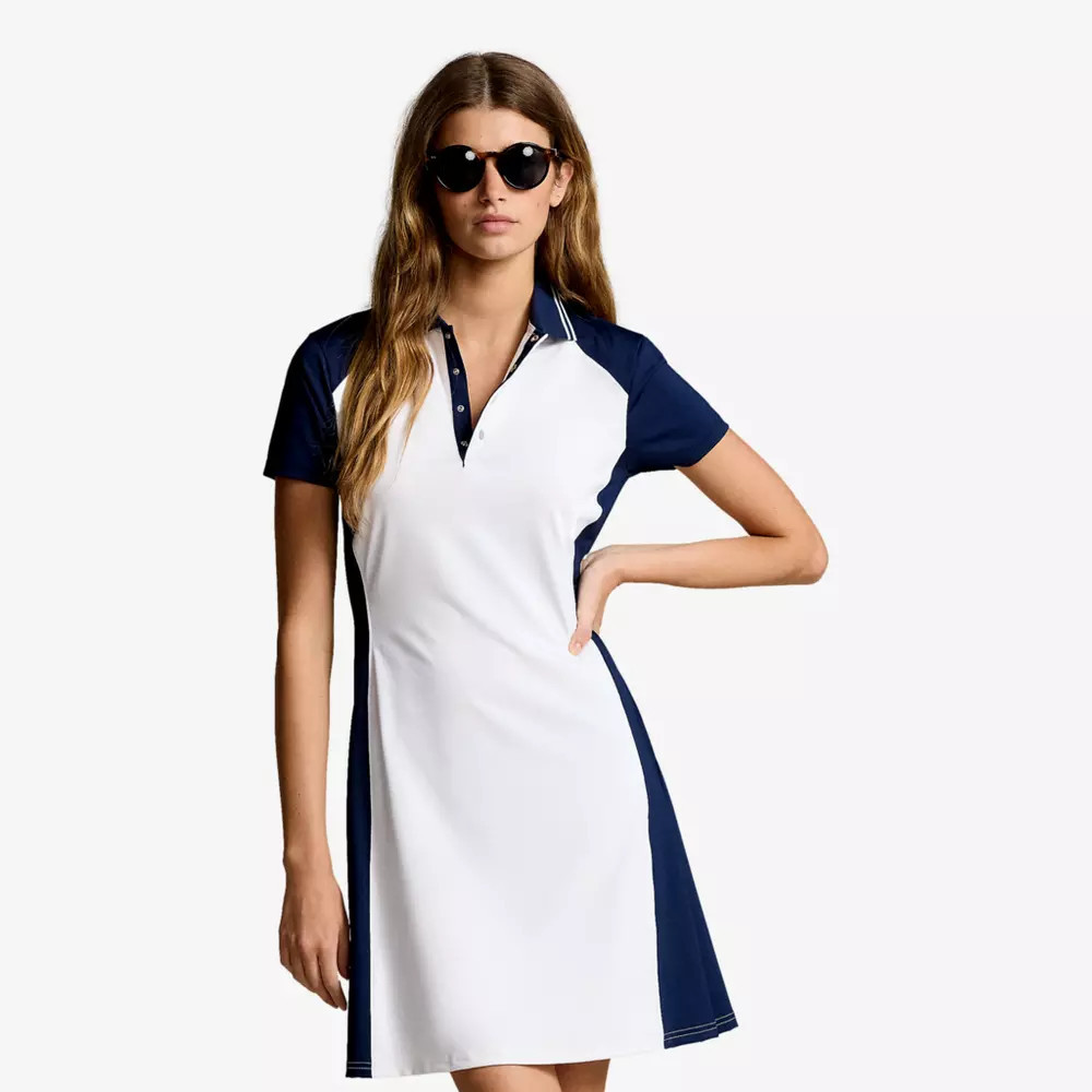 Polo Ralph Lauren Jersey Knit Colorblock Sleeveless Dress, Navy Multi | PGA TOUR Superstore