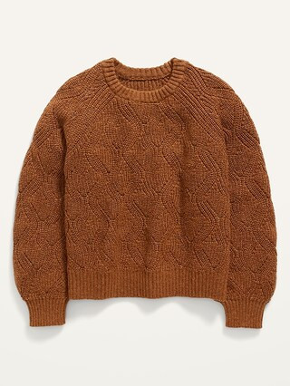 Cable-Knit Blouson-Sleeve Pullover Sweater for Girls | Old Navy (US)