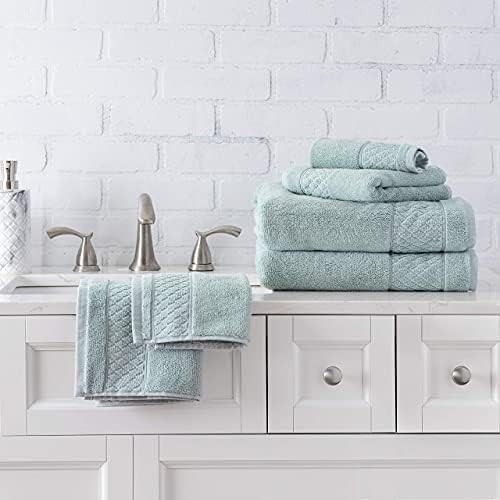 Welhome Hudson 100% Pure Organic Cotton 6 Piece Bath Linen Set | Mineral Blue | Eco Friendly | Plush | Amazon (US)