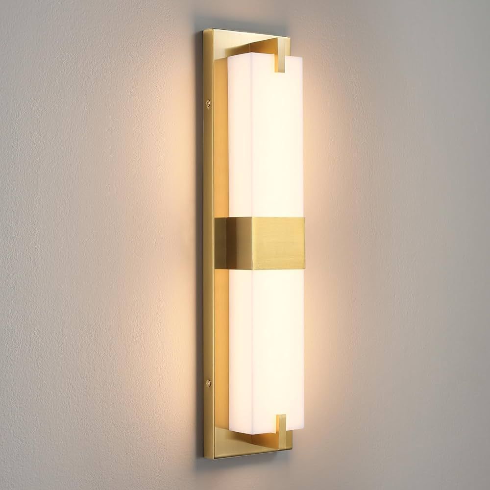WOSHITU Gold Sconces Wall Lighting - 24W LED Dimmable Modern Bathroom Vanity Lights with Acrylic ... | Amazon (US)