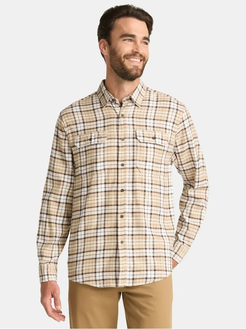 George Men's Flannel Shirt with Long Sleeves, Sizes XS-3XLT | Walmart (US)