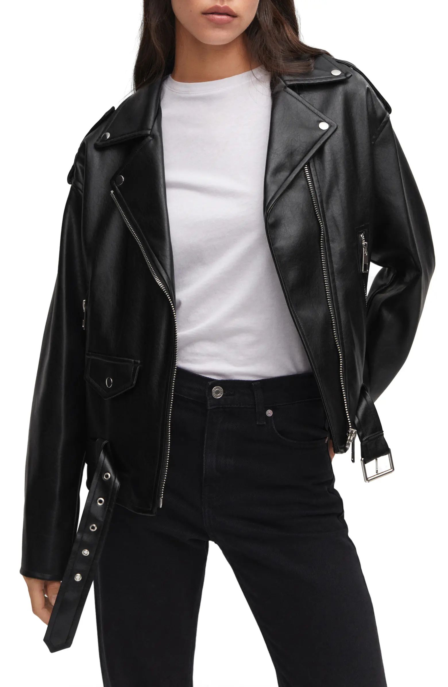 Oversize Faux Leather Moto Jacket | Nordstrom