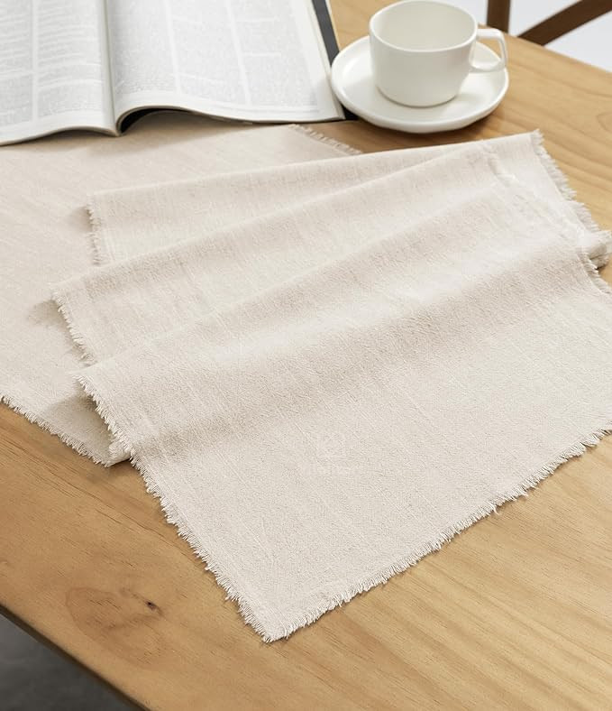 Vitalizart Beige Table Runner 14 x 120 Inches Long Slub Texture Cotton Linen Table Runner for Rus... | Amazon (US)
