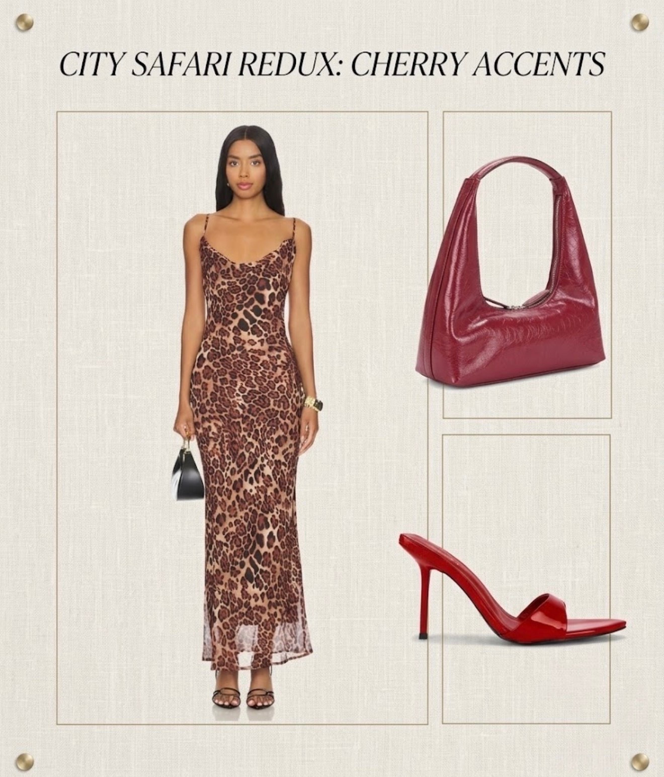 Animal print is making a comeback this fall season! Looking for the ultimate date night or evening outfit idea? Style a leopard print mesh maxi dress with bold cherry red accessories for a chic, high-contrast look. Pair a cowl-neck leopard slip dress with a glossy red leather shoulder bag and red patent stiletto mules for a sleek, modern statement outfit. Save this look for your next girls' night out or late-summer fashion inspiration!

#LTKootd #LTKU #LTKSeasonal