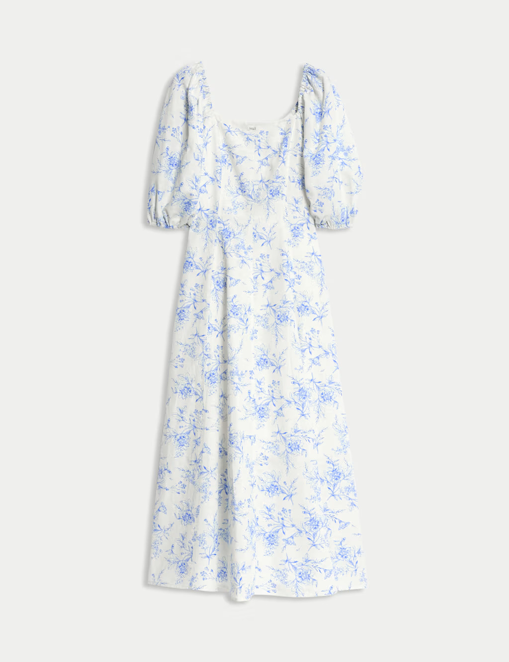 Linen Rich Printed Square Neck Midaxi Dress | Marks & Spencer (UK)