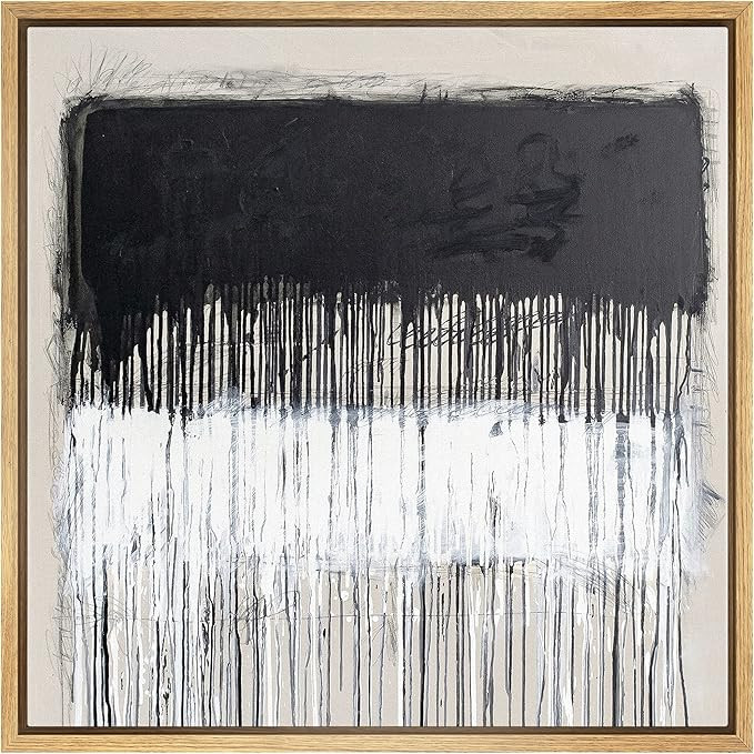 Amazon.com: SIGNWIN Framed Canvas Print Wall Art Dripping Black & White Color Blocks Abstract Sha... | Amazon (US)