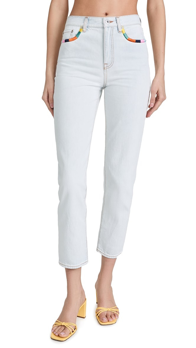 Embroidered Straight Leg Denim | Shopbop