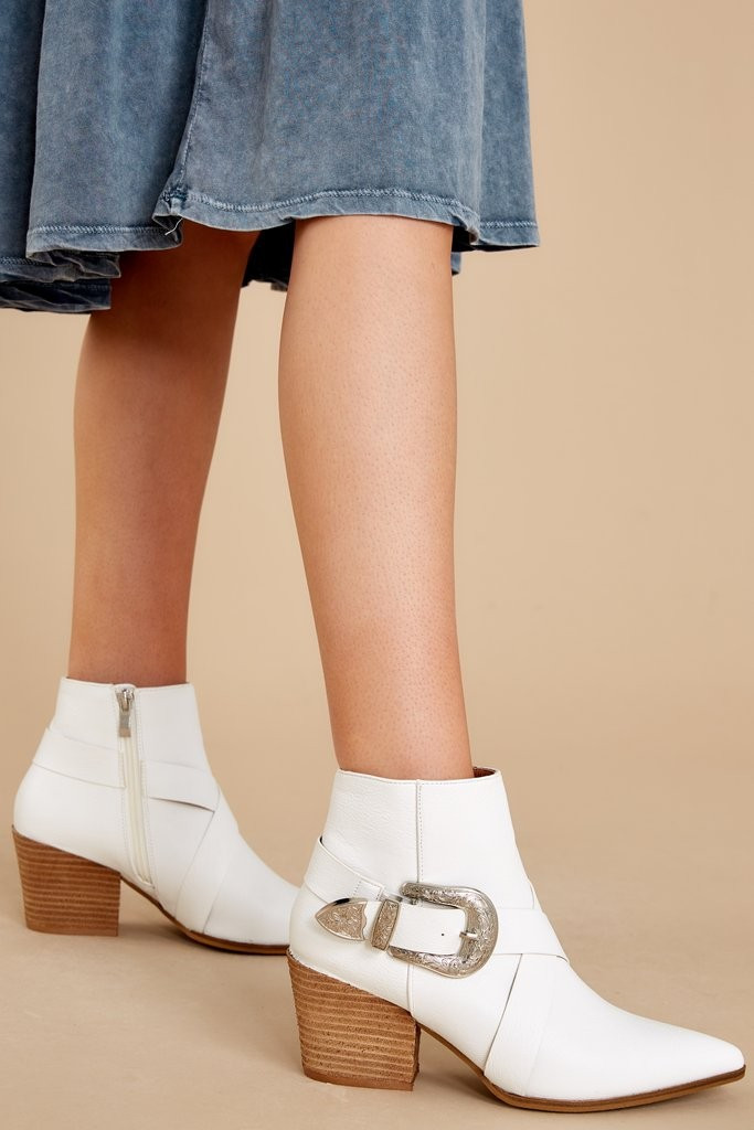 Sleek Style White Ankle Booties | Red Dress 