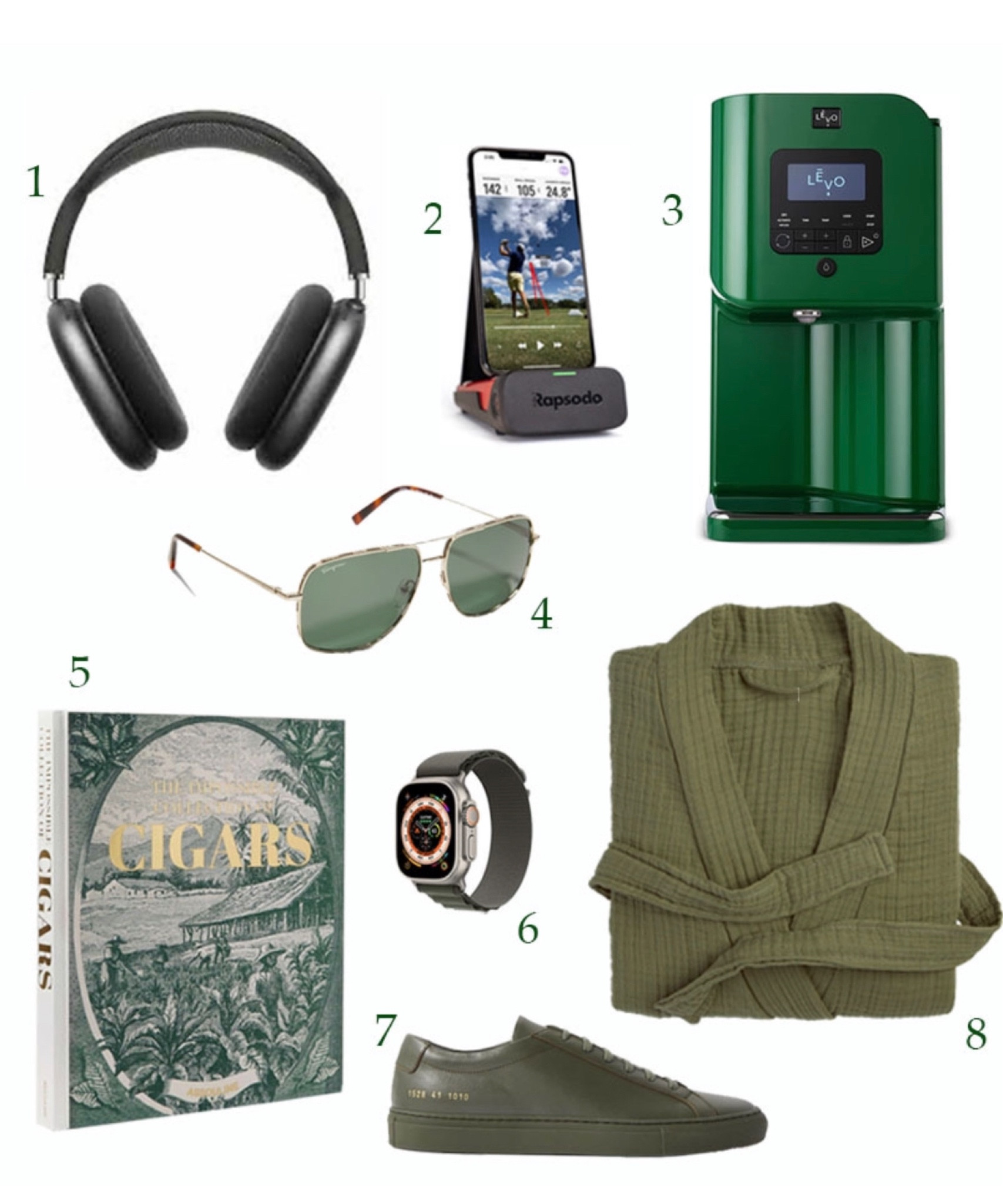 Gift ideas for even the pickiest men in your life. Whether it’s your Dad, Husband, Brother or Boyfriend we have you covered. 

1. Apple AirPods Max 
2. Mobile Launch golf Monitor 
3 Lev Oil Infuser so he can take his green recipes to the next level 
4. Ferragamo Aviators 
5. The perfect coffee table book
6. Apple Watch Ultra 
7. Leather sneakers 
8. Cloud ultra soft robe 

#giftguide ##giftsforhim #guygifts #giftideas #giftguide #dadgifts #boyfriendgifts #husbandgifts #goldgifts #mensgiftideas #goldgifts #theragun #wallet #dadgifts #boyfriendgifts #husbandgifts #brothergifts #dudegifts #chefgifts #cookinggifts #coffeetablebook 

#LTKmens #LTKGiftGuide #LTKHoliday