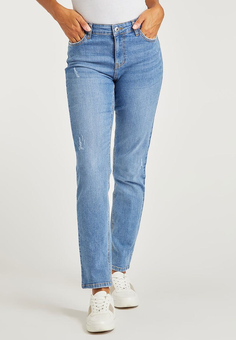 Womens Blue Holly Premium Straight Leg Jeans | Peacocks