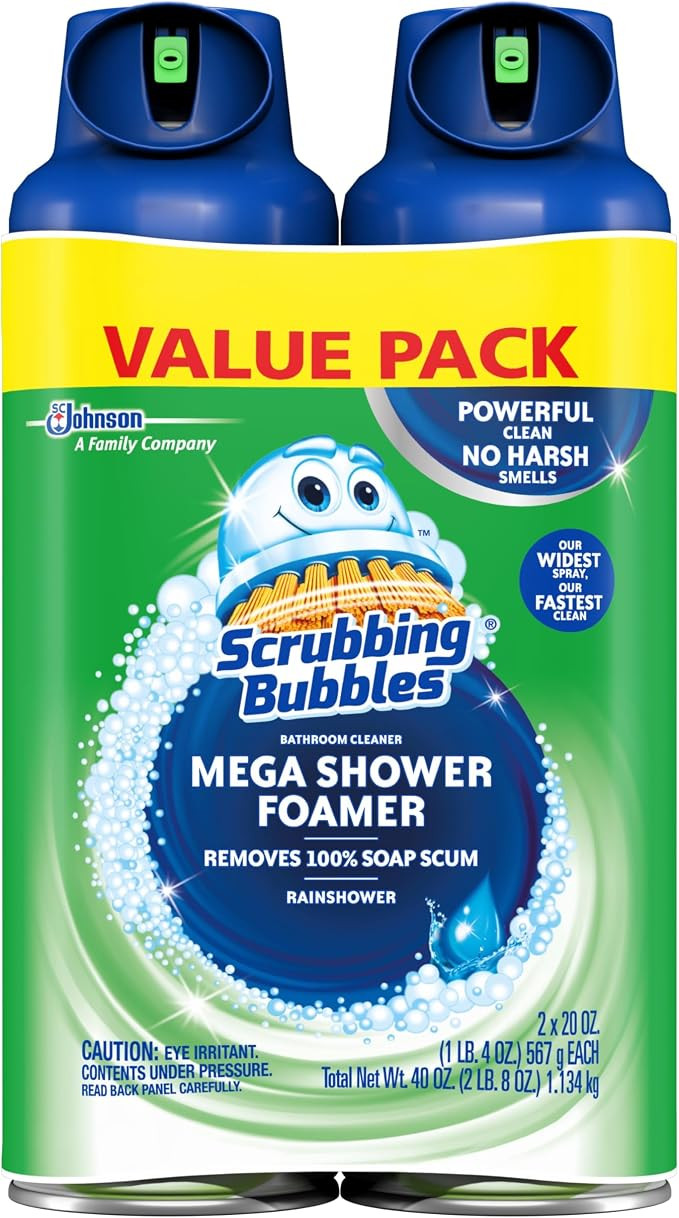 Scrubbing Bubbles Mega Bathroom and Shower Foamer Aerosol, Rainshower Scent, 20oz (Pack of 2) | Amazon (US)
