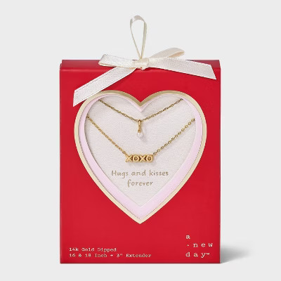 14K Gold Dipped Cubic Zirconia "xoxo" Multi-Strand Necklace - A New Day™ Gold | Target