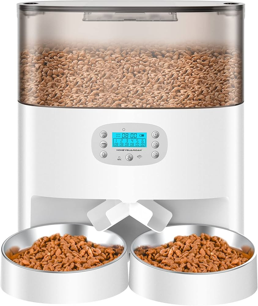 Automatic Cat Feeder, HoneyGuaridan 6L Pet Feeder for 2 Cats & Dogs, Auto Cat Dry Food Dispenser wit | Amazon (US)