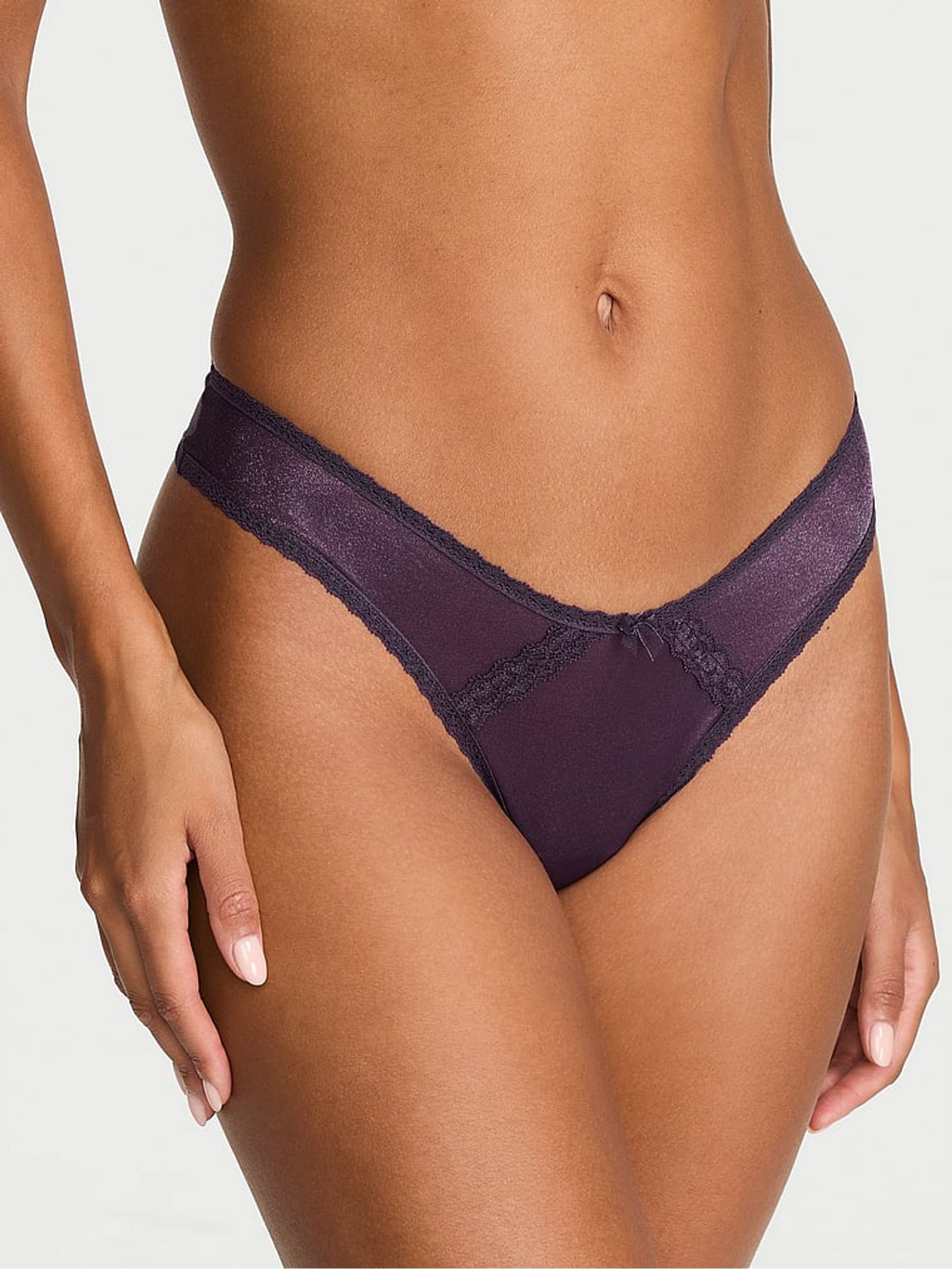 Shadow Purple Brazilian Sheer Shimmer Lace Trim Knickers | Victoria's Secret UK | Victoria's Secret UK