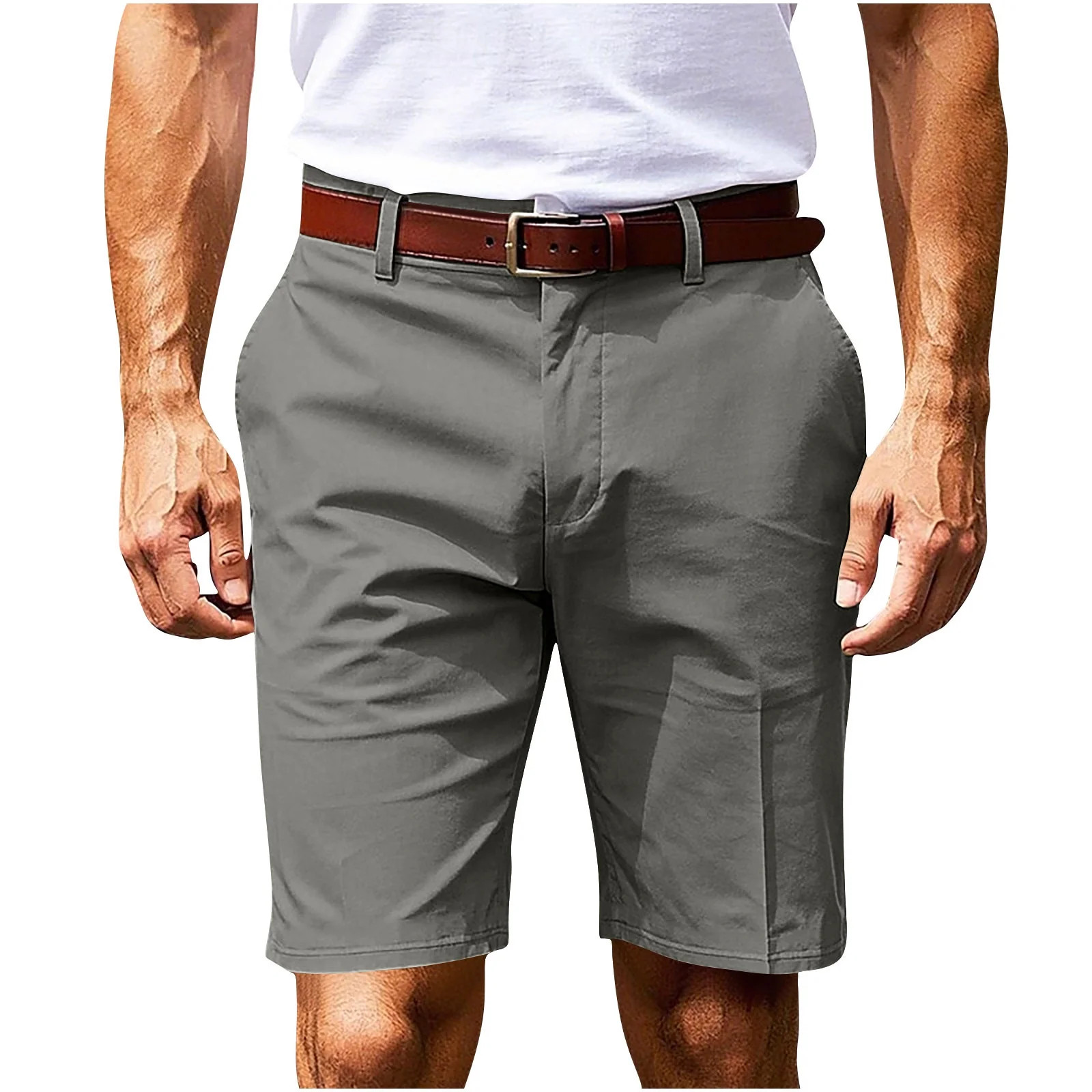 Men's Stretch Golf Shorts Flat Front Dress Shorts Summer Lightweight Bermuda Shorts Solid Color C... | Walmart (US)