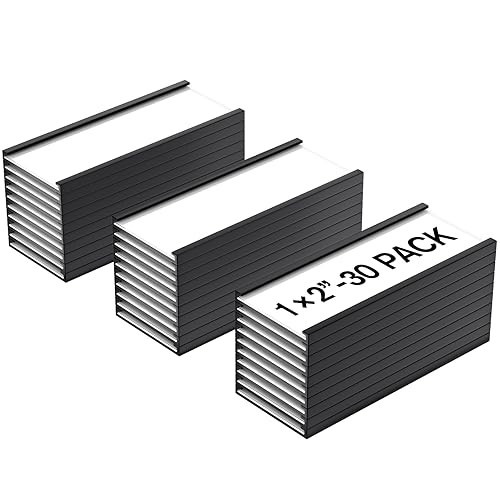 MaxGear C Channel Magentic Label Holders 1"x2", 30 Pack Magnets Strips, Reusabel Magnet Name Tags for Locker Shelf, Tool Box, Home, Office, Refrigerator, Whiteboard | Amazon (US)