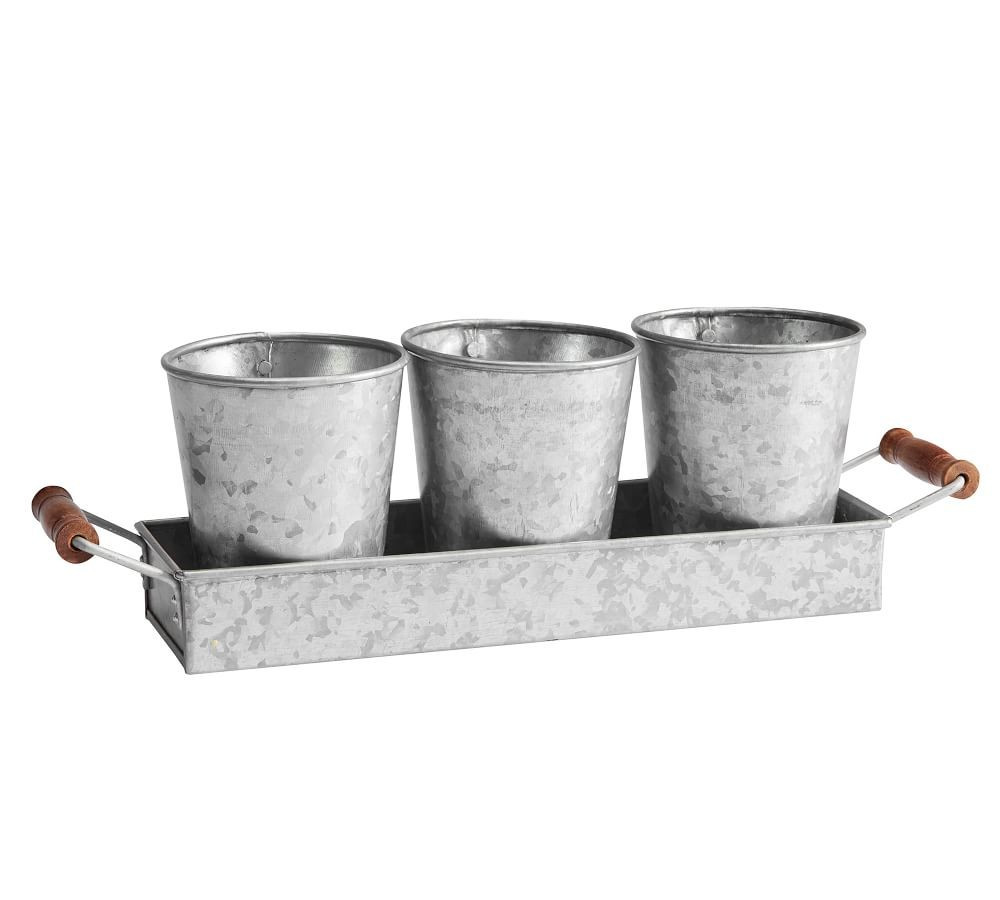 Galvanized Metal Condiment & Tray Set | Pottery Barn (US)