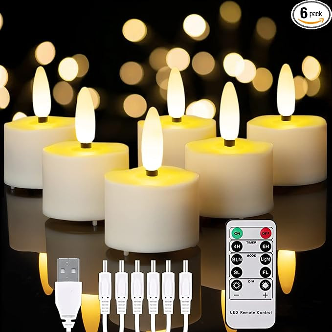 Homemory Rechargeable Candles Tea Lights with Remote Timer, LED Tea Lights Candles Battery Operat... | Amazon (US)
