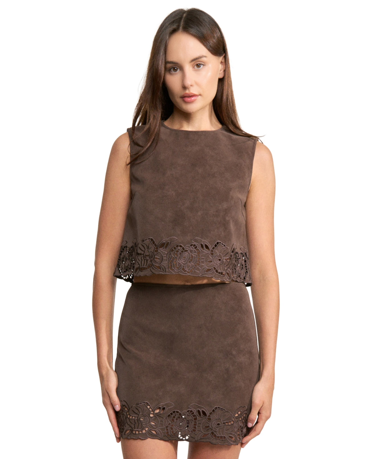 En Saison Women's Pauline Zipper Back Top - Dark Brown | Macy's
