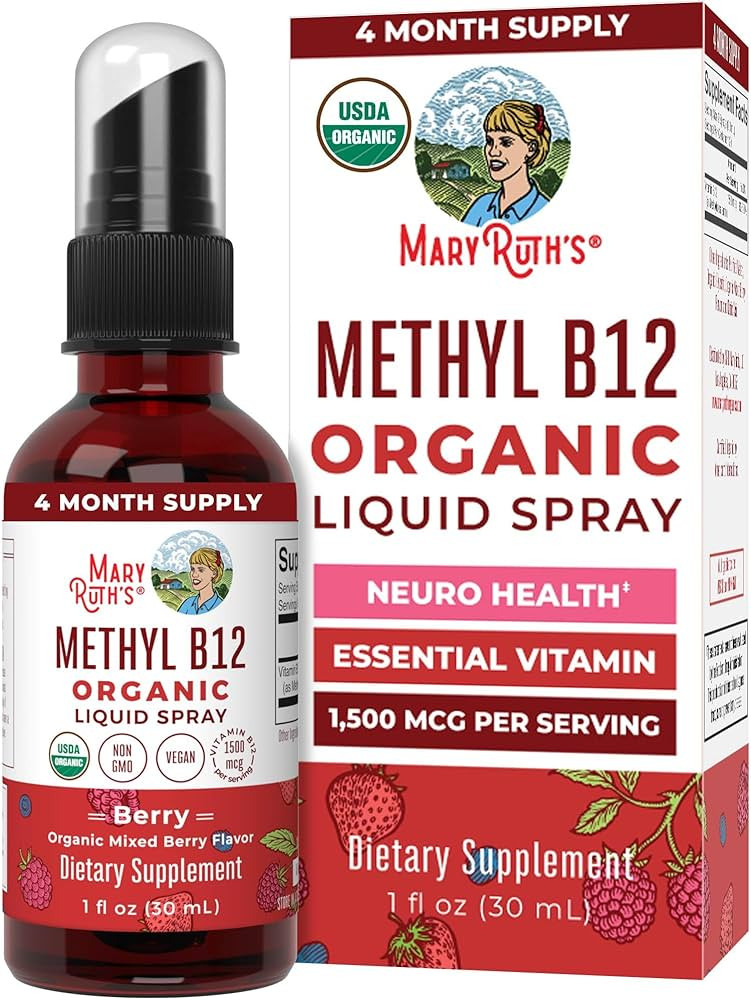 MaryRuth Organics Vitamin B12 Liquid Spray | Vegan, Non-GMO, Gluten-Free | USDA Organic Supplemen... | Amazon (US)