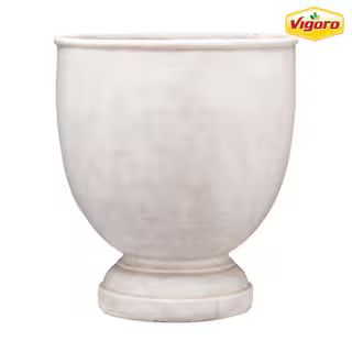 16 in. Wilton Large White Stone Resin Urn Planter (16 in. D x 18 in. H) With Drainage Hole | The Home Depot