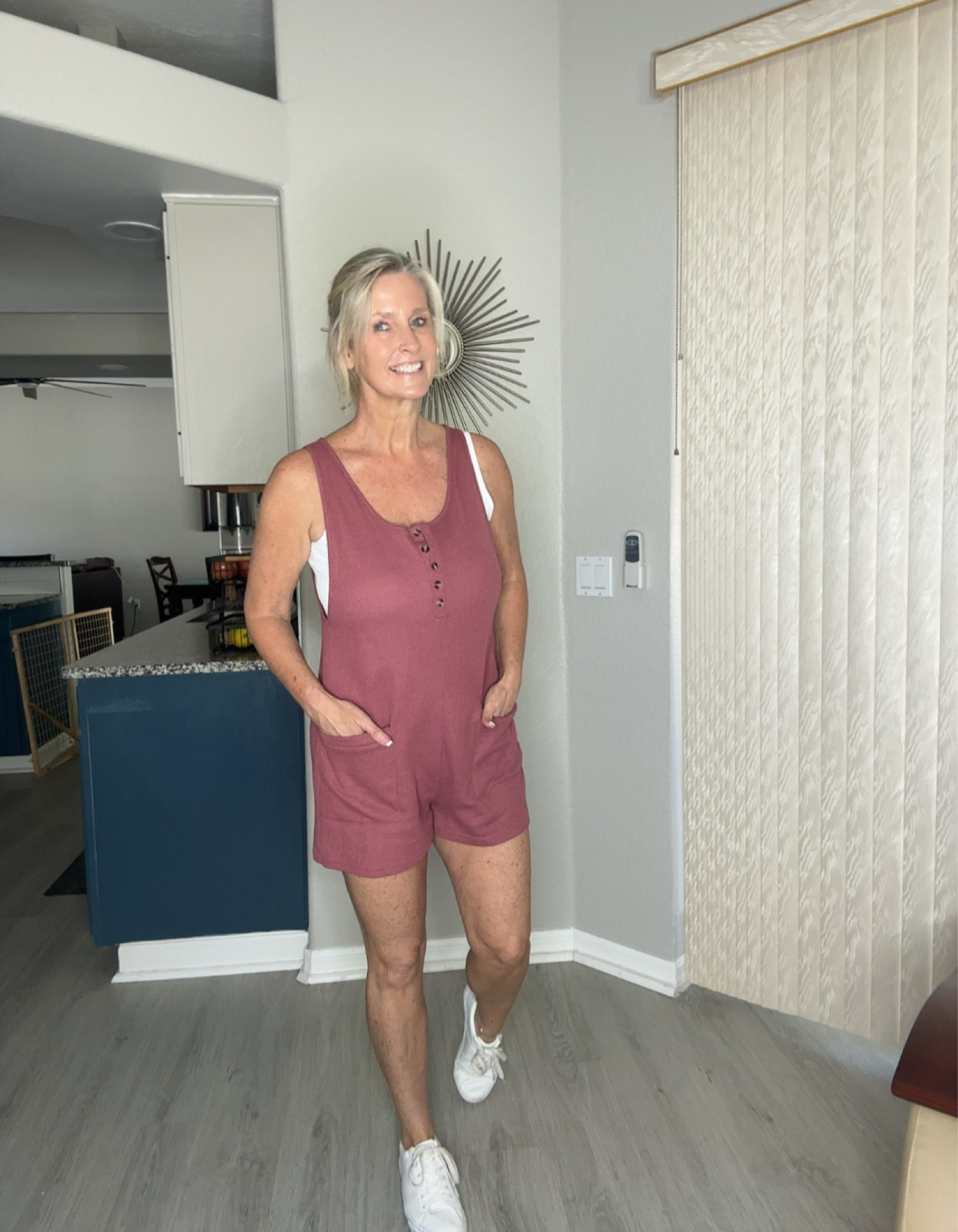 Easy to throw on romper to run errands and still look put together.

#LTKMidsize #LTKootd #LTKOver40