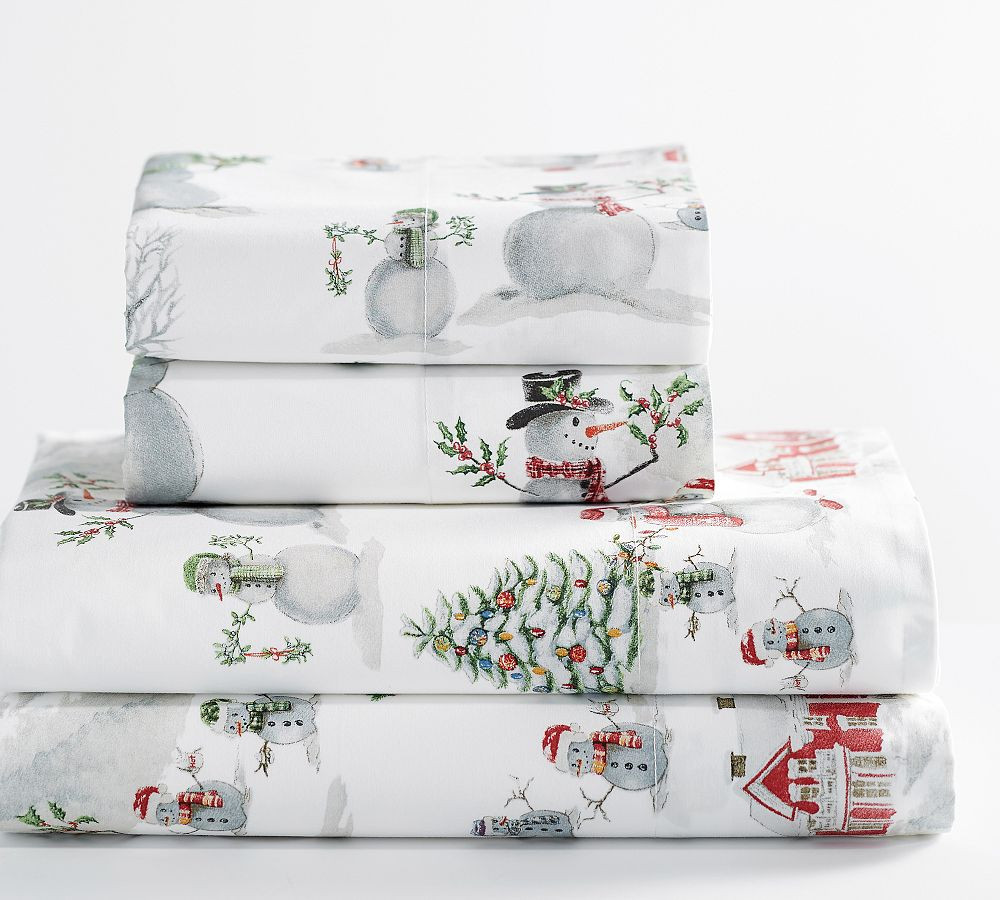 Snowman Sheet Set, Multi, Queen | Pottery Barn (US)