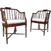 Baker Furniture Faux Bamboo & Cane Regency Armchairs | Etsy (US)