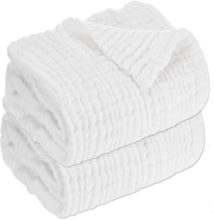 Baby Muslin Bath Towels - Set of 2 Large Size 43X43 Inches Swaddle Blanket for Newborn Toddlers B... | Amazon (US)
