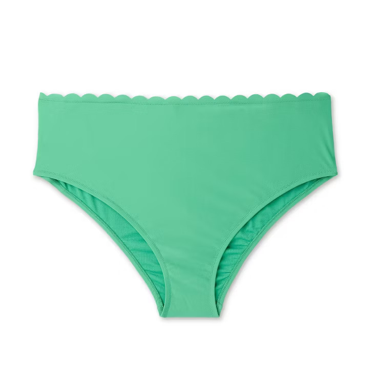 Women's Scallop Edge High Waist Medium Coverage Bikini Bottom - RHODE x Target Green | Target