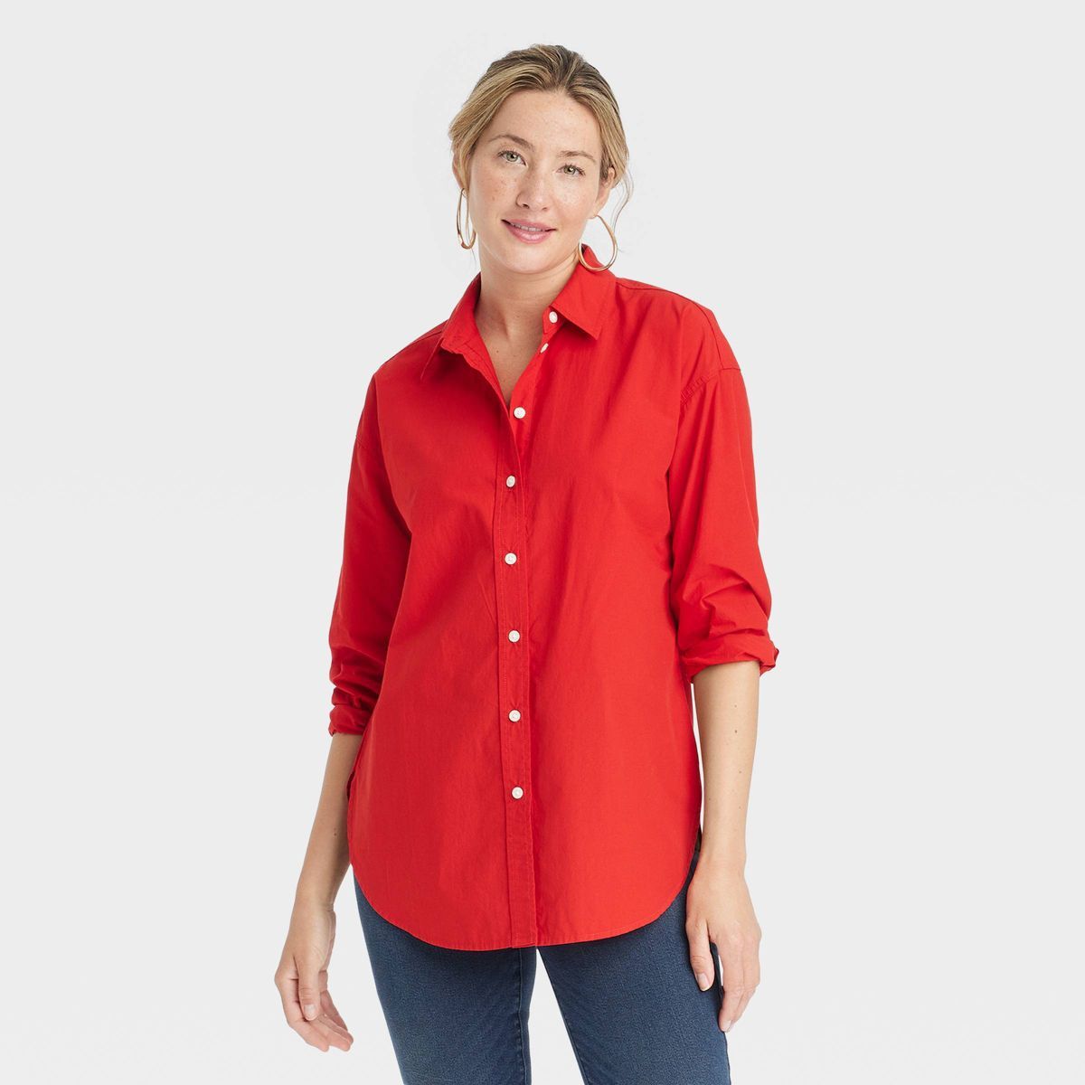 Women's Oversized Long Sleeve Collared Button-Down Shirt - Universal Thread | Target