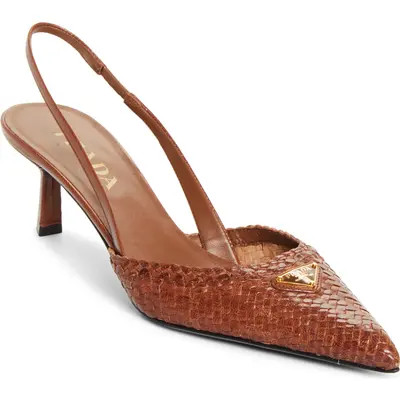 Prada Woven Slingback Sandal in Cognacs at Nordstrom, Size 8.5Us | Nordstrom
