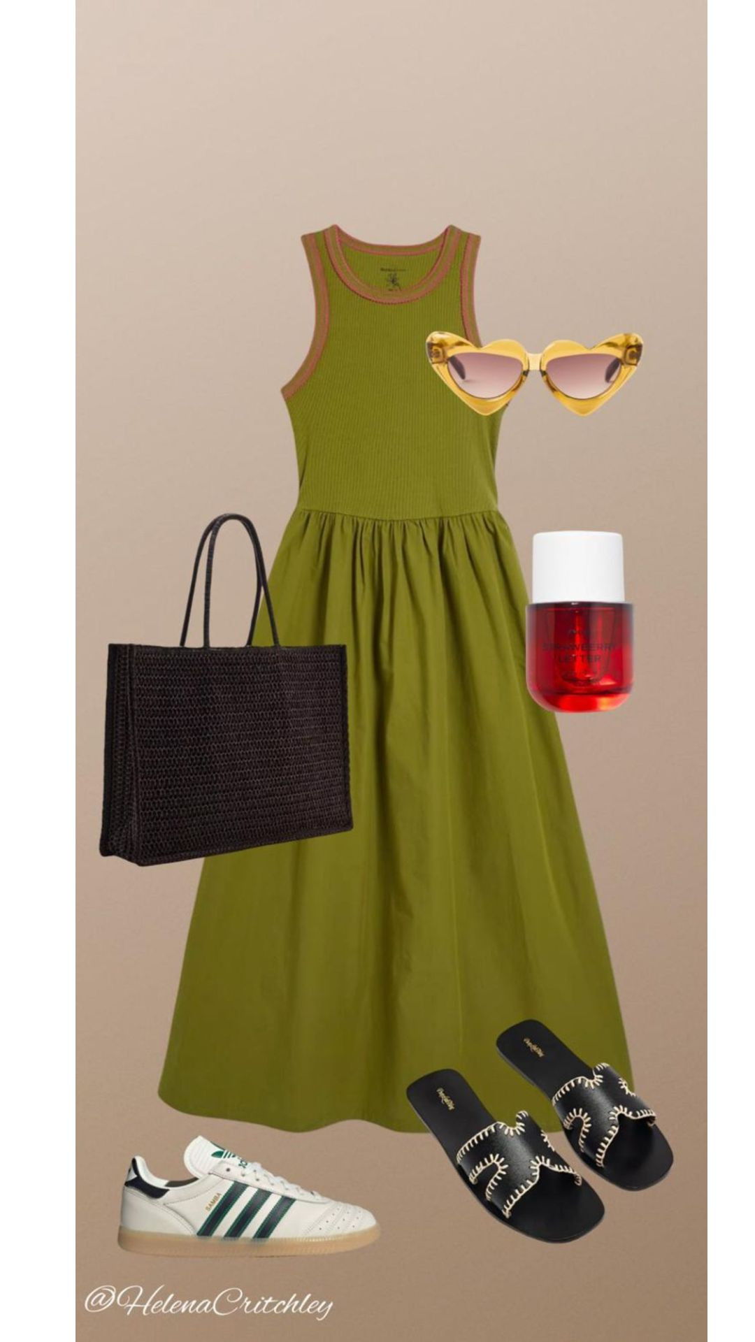 Green Midi Dress Outfit🫒

Olive Summer Dress, Casual Day Dress, Black Woven Tote Bag, Heart Sunglasses Look, Adidas Samba Outfit, Flat Sandal Styling, Everyday Summer Outfit, Easy Throw On Dress, Relaxed Holiday Style, Summer Style 

#LTKspring #LTKuk #LTKsummer