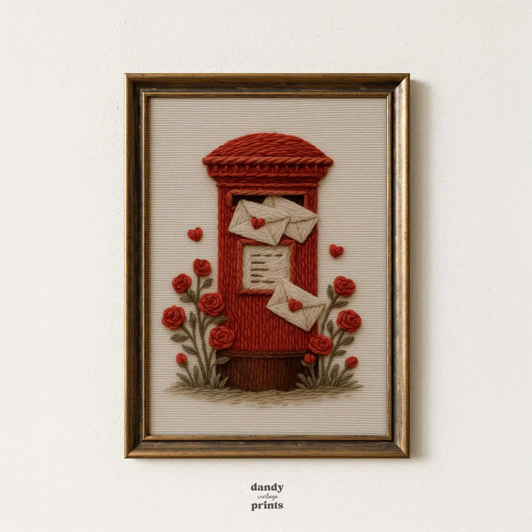 Faux Embroidery Love Letter Print: Cosy Cottage Core Valentines Decor (digital Download) - Etsy | Etsy (US)