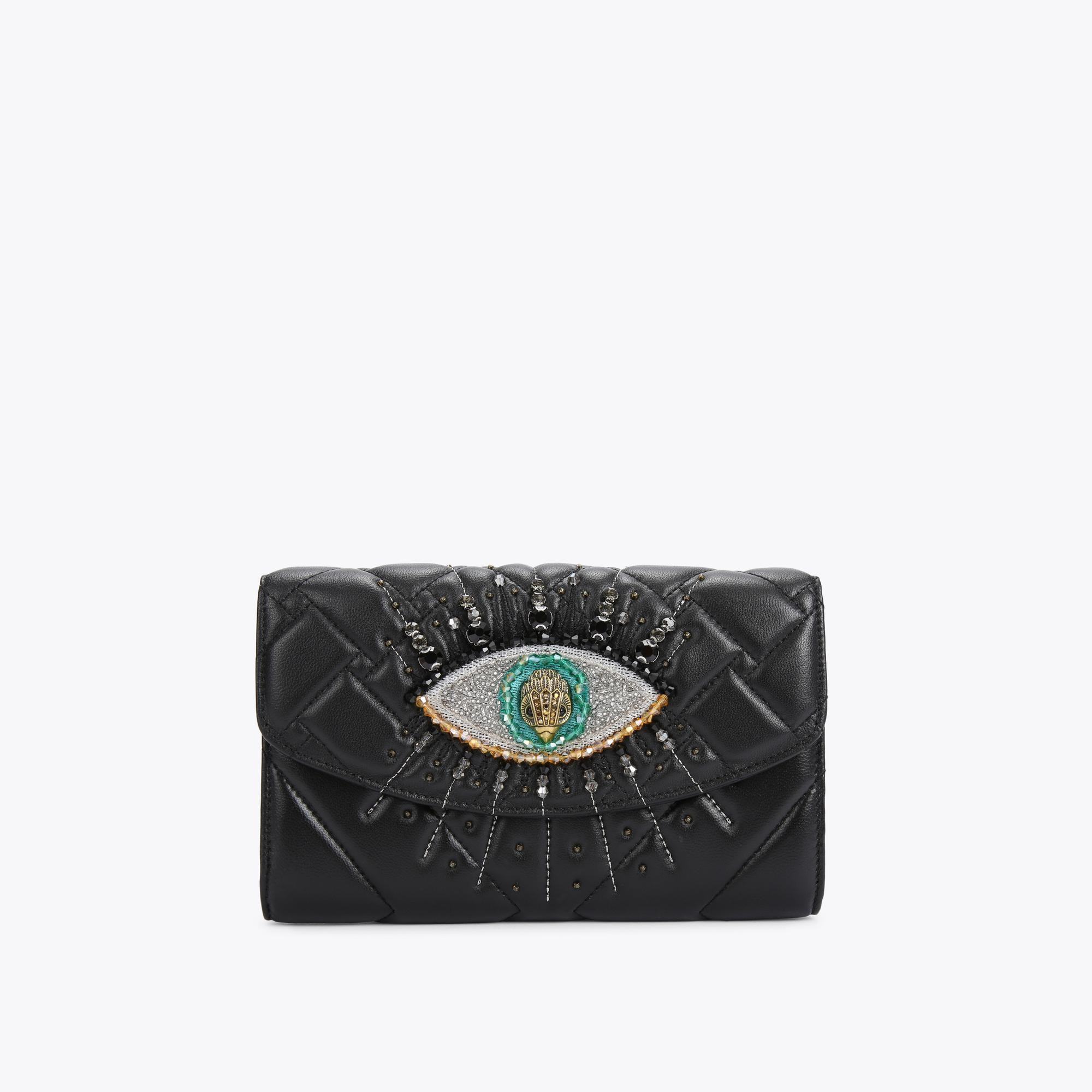 KENSINGTON CH WALLET EYE Black Quilted Leather Evil Eye Chain Wallet by KURT GEIGER LONDON | Kurt Geiger (Global)