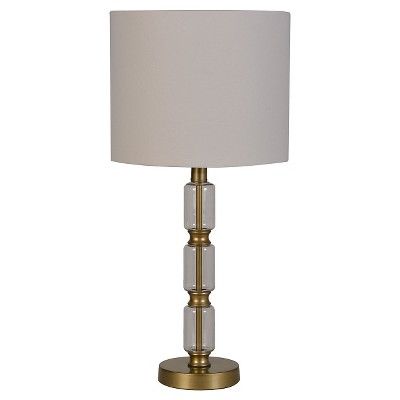 Glass Stacked Cylinder with Brass Detail Table Lamp Clear - Threshold™ | Target