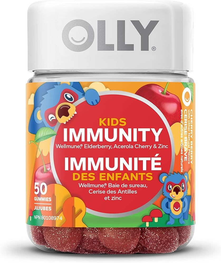 OLLY Kids Immunity Gummy Supplement with Wellmune, Aceorola Cherry, Vitamin C and Zinc Cherry Ber... | Amazon (CA)