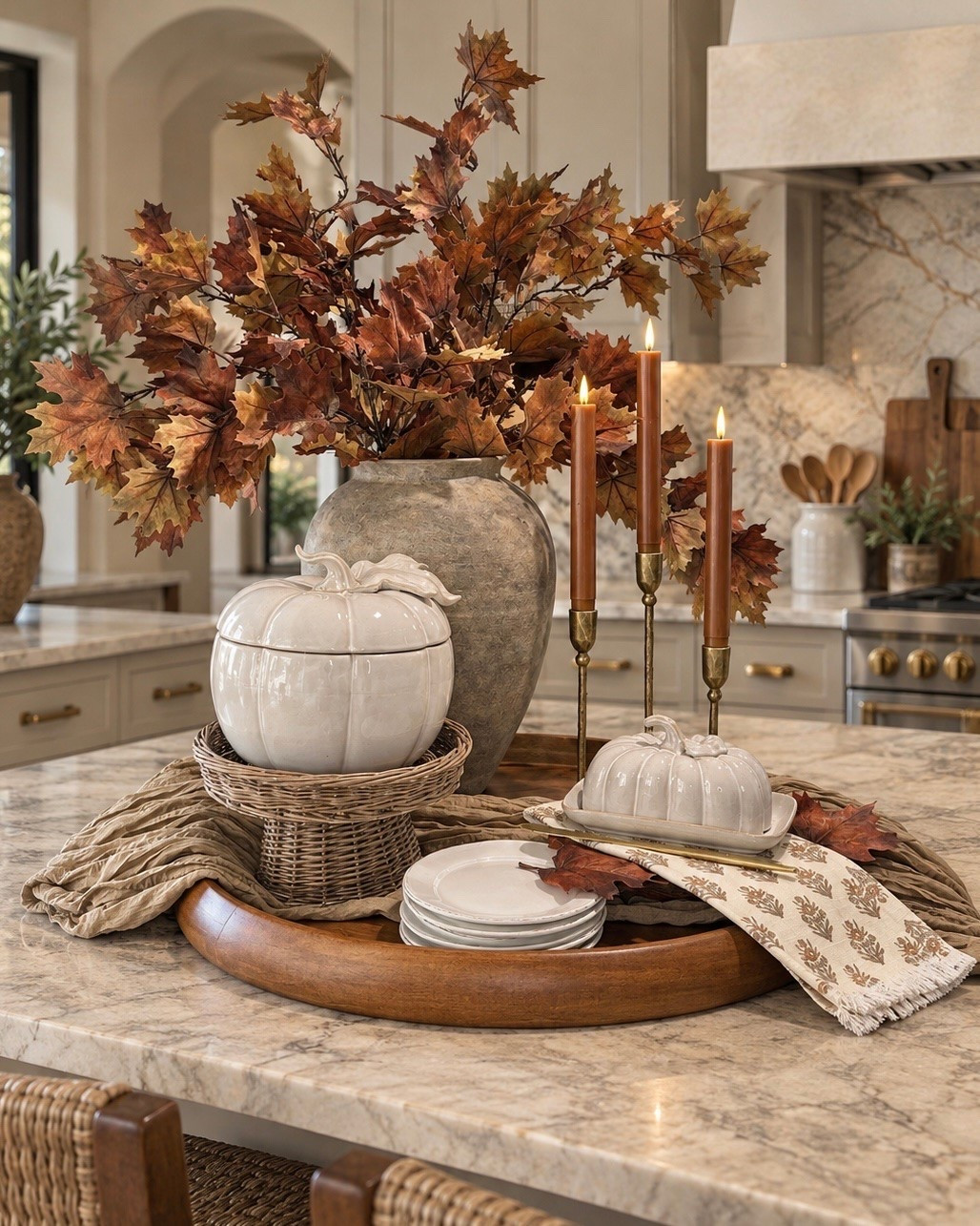 Fall Kitchen Styling You’ll Want To Copy 🍂

Warm fall tones, layered textures, ceramic pumpkins, cozy candlelight, and those gorgeous autumn stems make this kitchen moment feel so collected and inviting. Everything is linked for an easy fall refresh!

#FallKitchenDecor #FallKitchenStyling #KitchenIslandDecor #FallDecor #AutumnDecor #CeramicPumpkins #FallStems #FallCandles #ModernOrganicHome #NeutralFallDecor

#LTKSaleAlert #LTKHome #LTKSeasonal