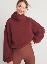 Cropped Sherpa Turtleneck Sweater for Women | Old Navy (US)