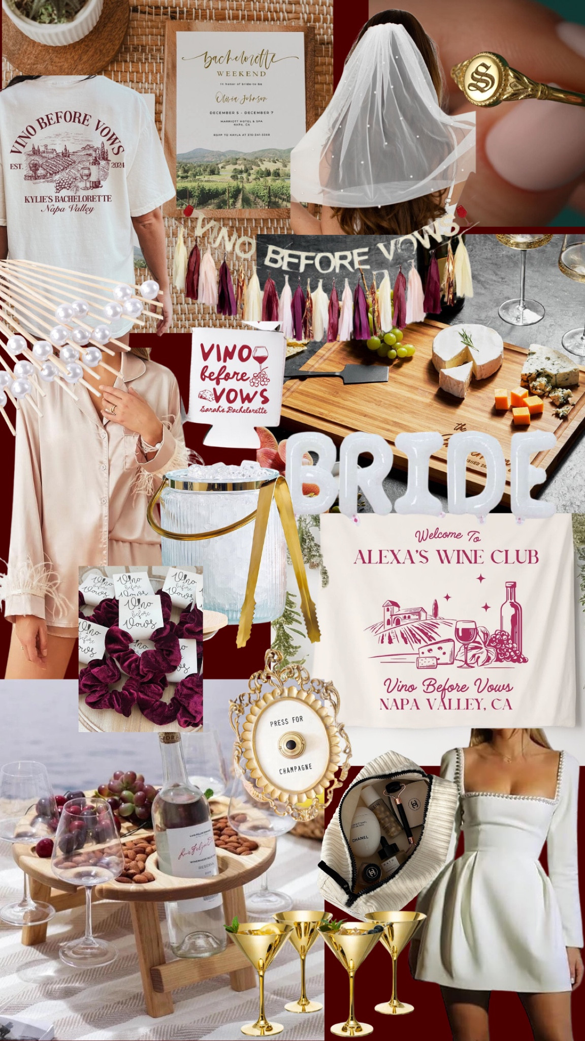 Winery themed bachelorette party! Vino before vows is perfect for the sommelier bride, whether in Napa or any cute town!

#bachelorette #partyideas #bachelorettetheme #unique #bride #travel #wine #vino #italy #napa #winetasting #charcuterie #pajamas #vows 

#LTKTravel #LTKParties #LTKWedding
