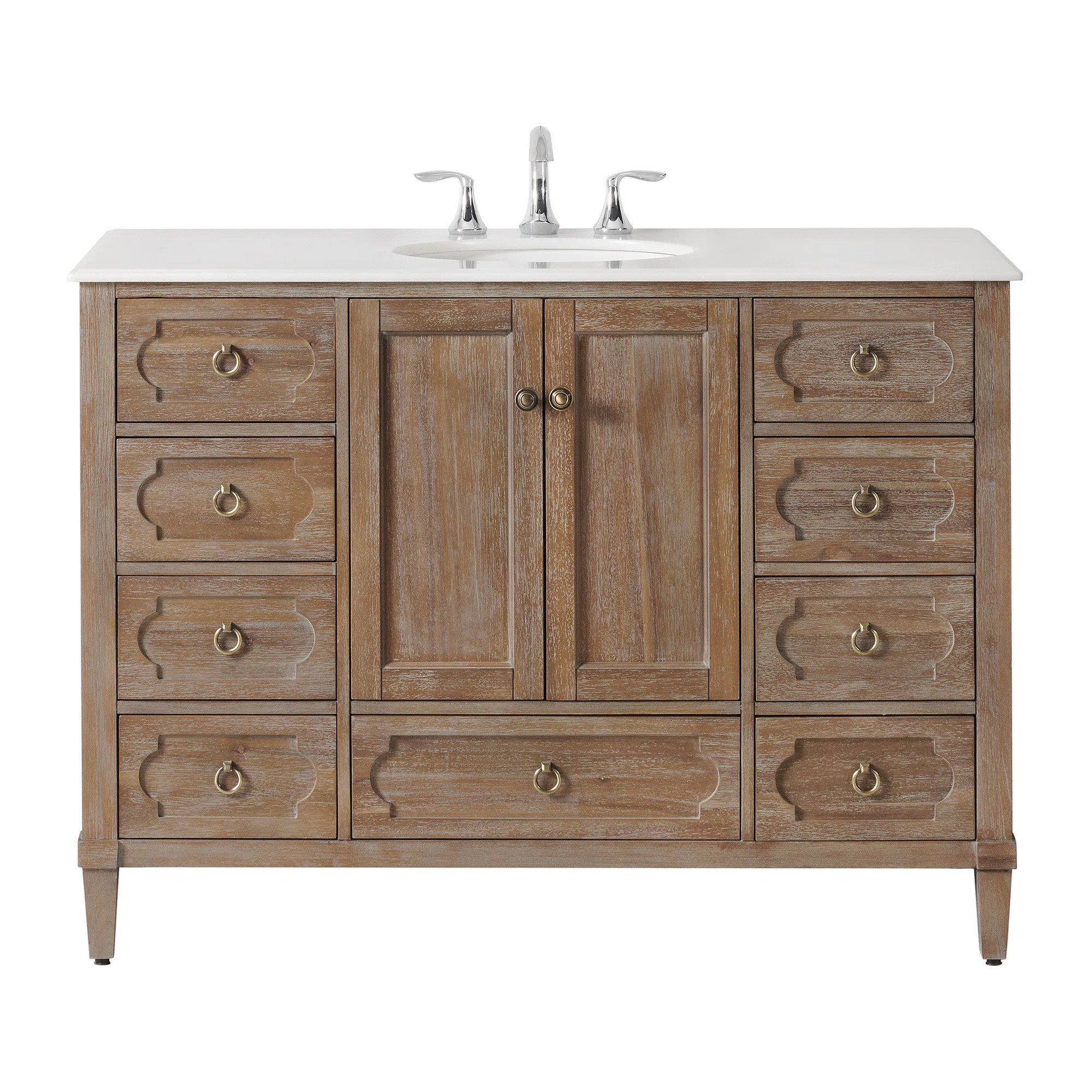 Asellus 48"W x 22"D Bath Vanity in Reclaimed Gray with White Marble Top and White Basin | Wayfair North America
