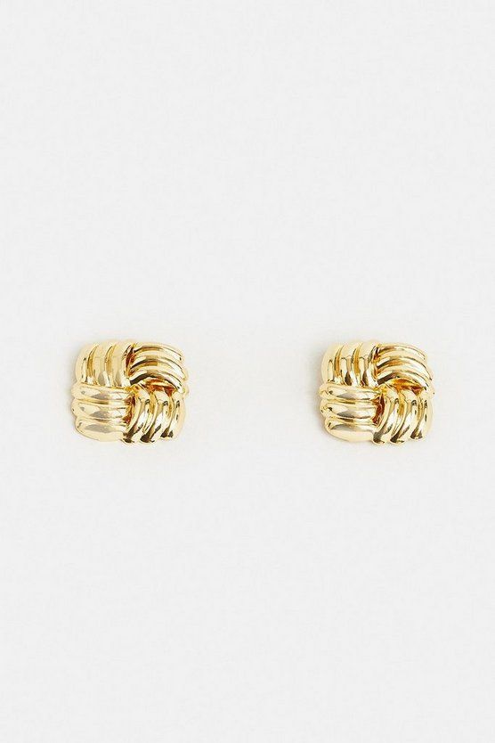 Gold Plated Quilted Stud Earrings | Karen Millen US