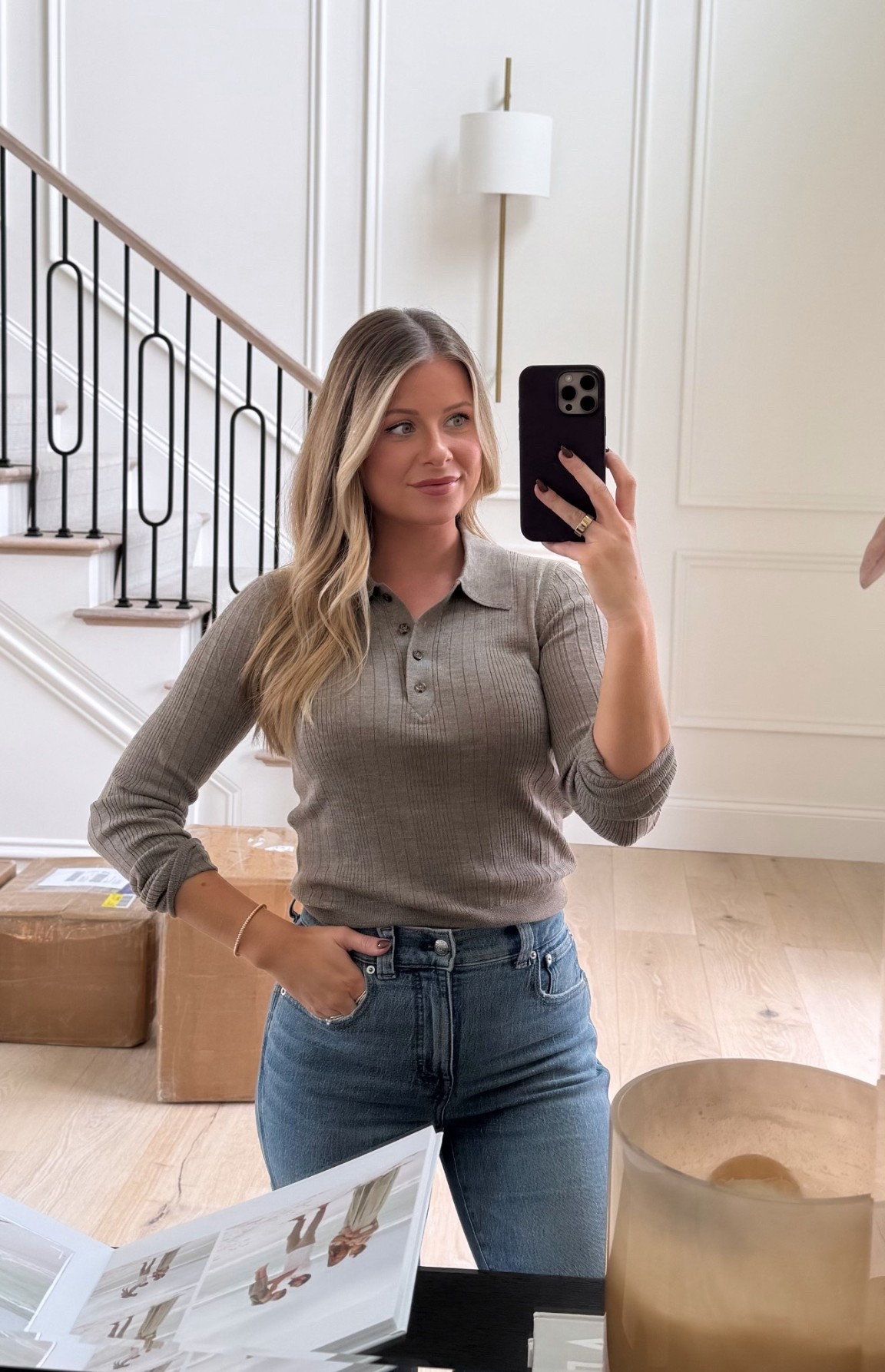 Fall outfit! 
Long sleeve top: size small 
Denim: fits tts - lots of stretch! 


#LTKFindsUnder100 #LTKStyleTip #LTKHoliday