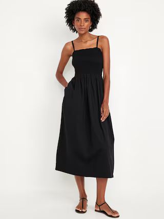 Fit & Flare Smocked Midi Dress | Old Navy (US)